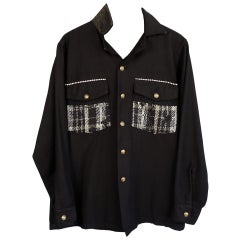 Crystal Embellished Jacket Black Tweed Used Repurposed J Dauphin Large