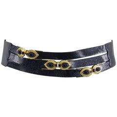 Judith Leiber Vintage Black Lizard Belt