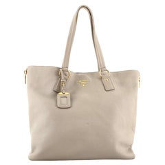 Prada Shopper Tote Vitello Daino Groß mit seitlichem Reißverschluss
