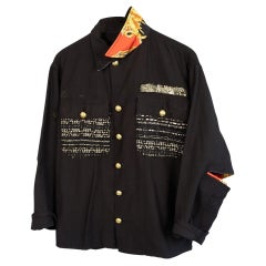 Used Designer Military Jacket Printed Silk Lurex Tweed J Dauphin Medium