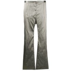 90s Romeo Gigli metallic grey with black stripes straight trousers