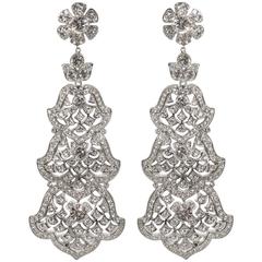 Art Deco Style Bergdorf Goodman Impressive Swarovski Crystal Chandelier Earrings