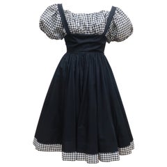 Mamselle Betty Carol Schwarz-weißes Gingham-Kleid, ca. 1960
