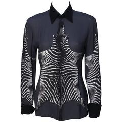 Jean Paul Gaultier Sheer Blouse with Zebra Graphic