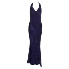 John Galliano purple crepe bias-cut halter-neck evening dress, fw 2002