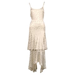 1970's YVES SAINT LAURENT haute couture cream silk damask dress 