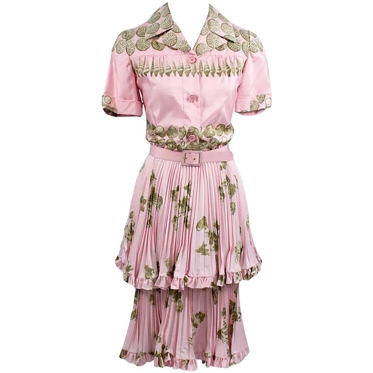 1970s Valentino Boutique Vintage Pink Silk Dress With Seashells I ...