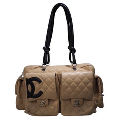 Chanel CC Umhängetasche aus Kamel und schwarzem Leder