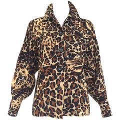 Vintage 70s Saint Laurent iconic leopard print wool blouse