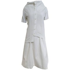 Retro 90s Comme des garcons white cotton and knit dress