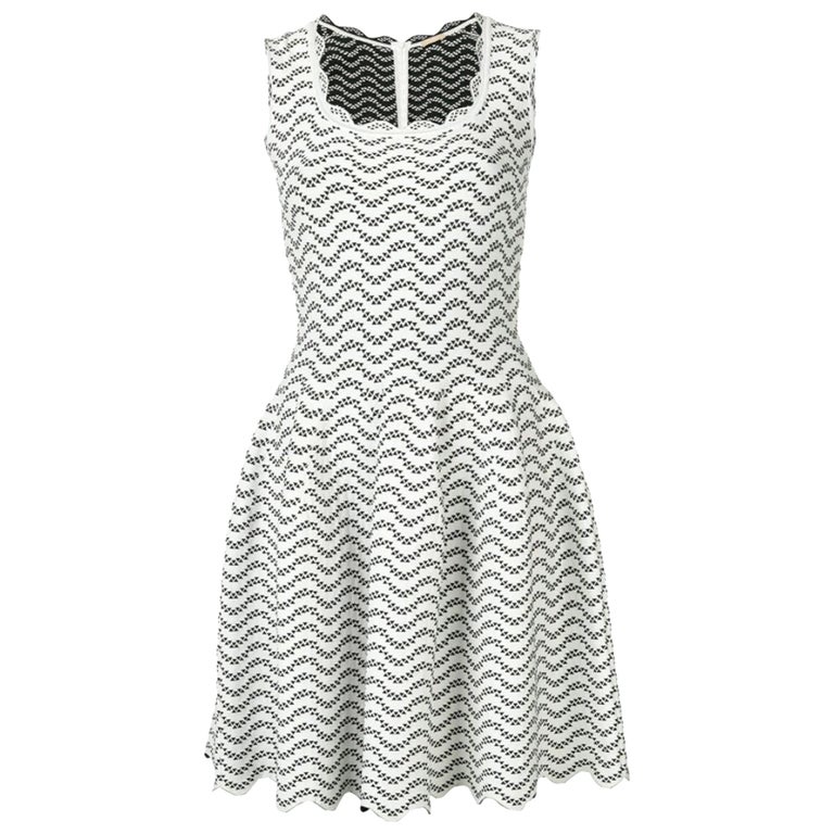 Alaia White and Black Flared Short Dress For Sale at 1stDibs