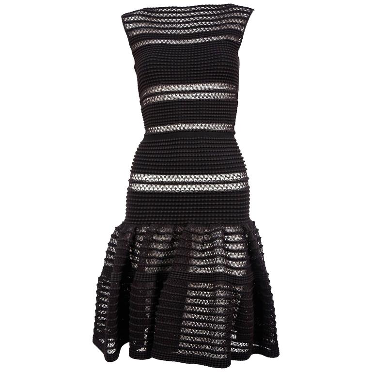 Azzedine Alaia black lace knit dress For Sale