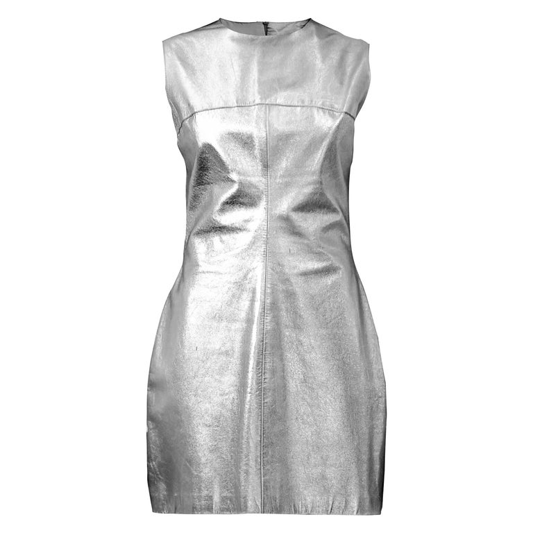 Paco Rabanne metallic leather mini dress, Circa 1966 For Sale