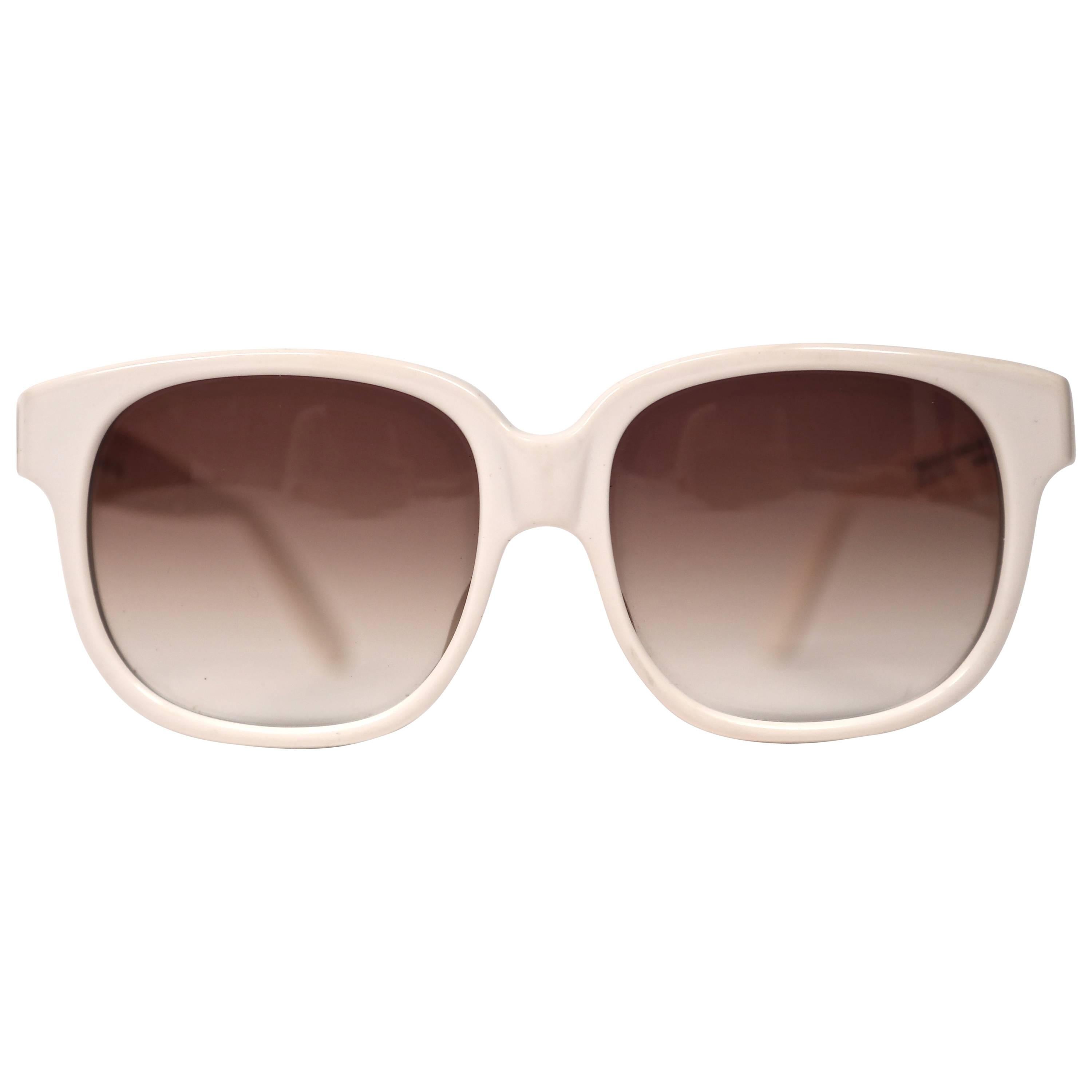 1980's EMMANUELLE KHANH oversized white sunglasses