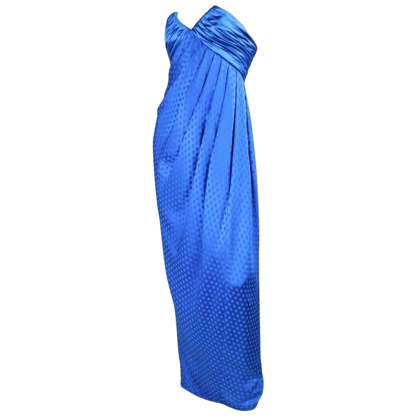 1980's Emanuel Ungaro Royal Blue Silk Gown For Sale