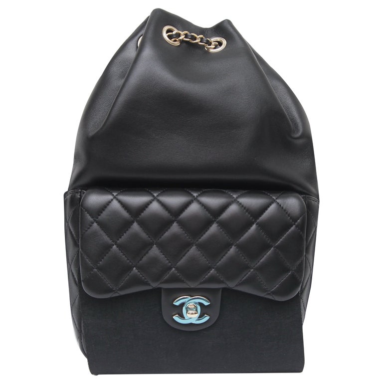 CHANEL Black Lambskin Leather Small Backpack Bag Tote Gold HW Seoul 2016  BNIB For Sale at 1stDibs