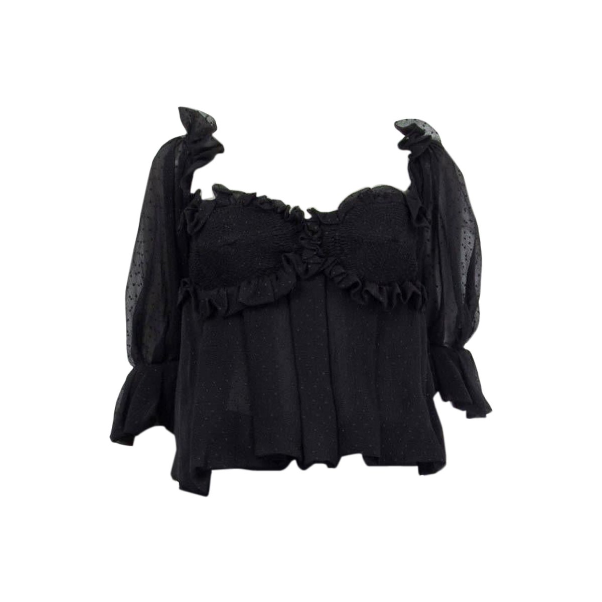 TOM FORD black RUCHED BUSTIER HALF SLEEVE Blouse Shirt S