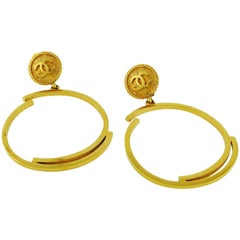 Chanel Vintage Gold Toned Hoop Clip-On Earrings