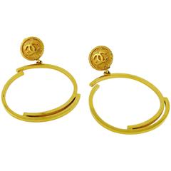 Chanel Vintage Gold Toned Hoop Clip-On Earrings 6