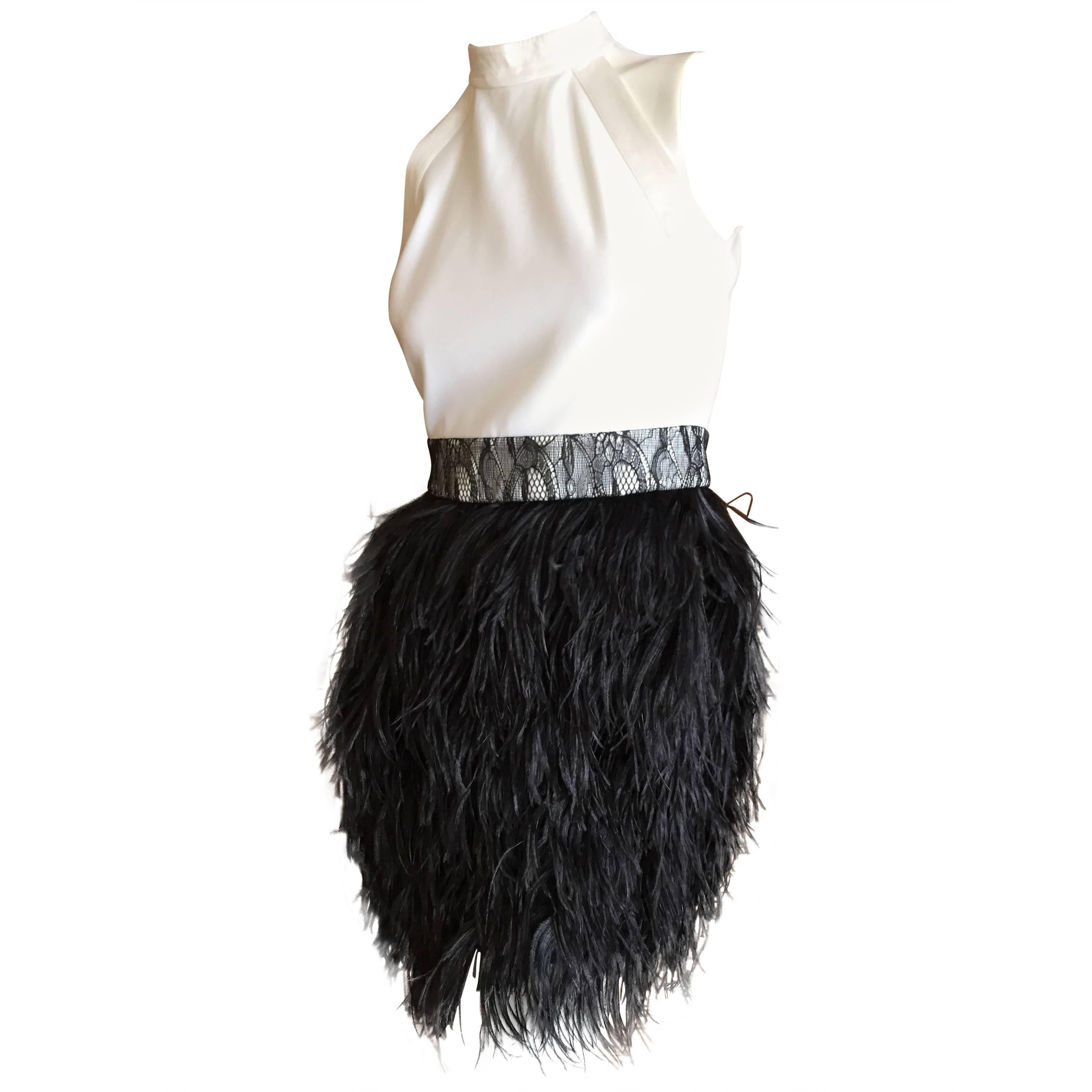 Givenchy by Riccardo Tischi Cocktail Dress with Feather Skirt