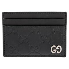 Gucci Black Guccissima Leather Interlocking G Card Holder