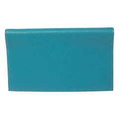 Hermès - Couverture Agenda Vision II en cuir de chèvre Mysore turquoise