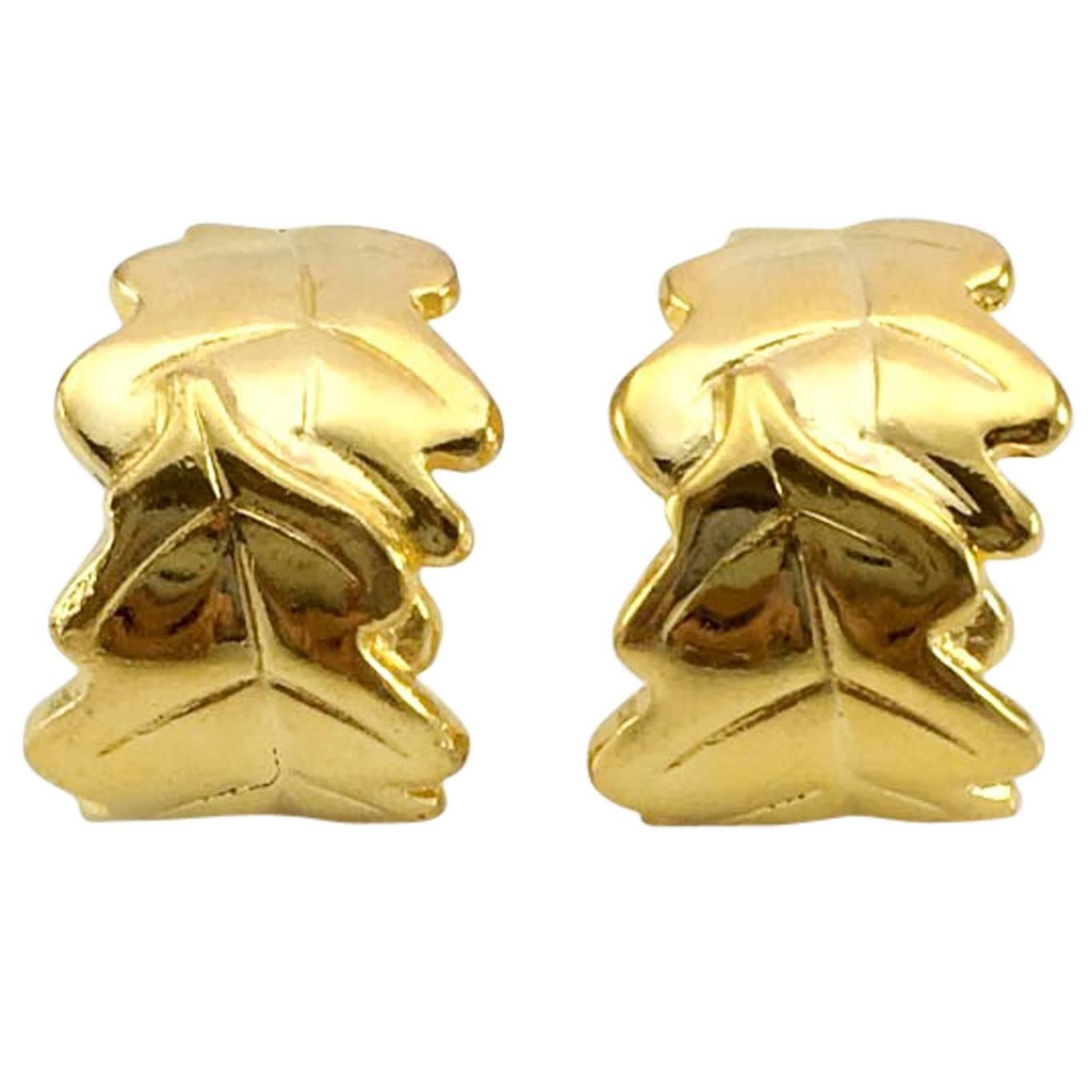 Loulou de la Falaise Gold-Plated Foliage Earrings For Sale
