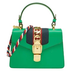 Gucci Green Mini Web Chain Sylvie Top Handle Bag