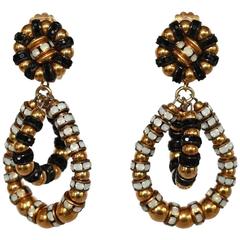 Francoise Montague Gold, Black and Opaline Lolita Clip Earrings