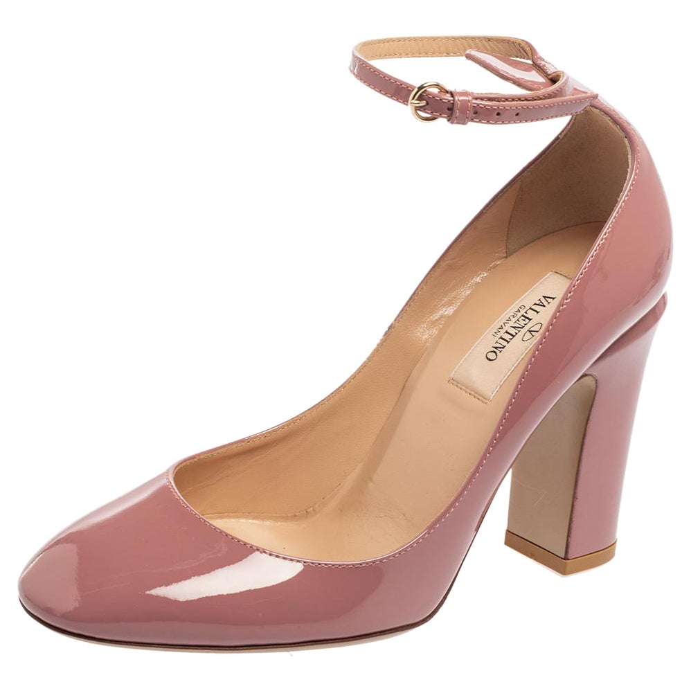 Valentino Lilac Patent Leather Tango Ankle-Strap Pumps Size 36.5