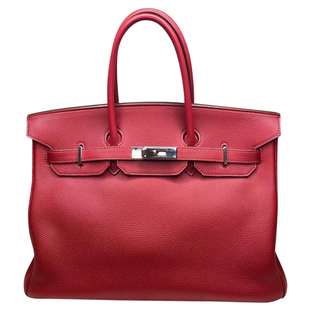 Hermès birkin 35 Deep Red silver hardware bag