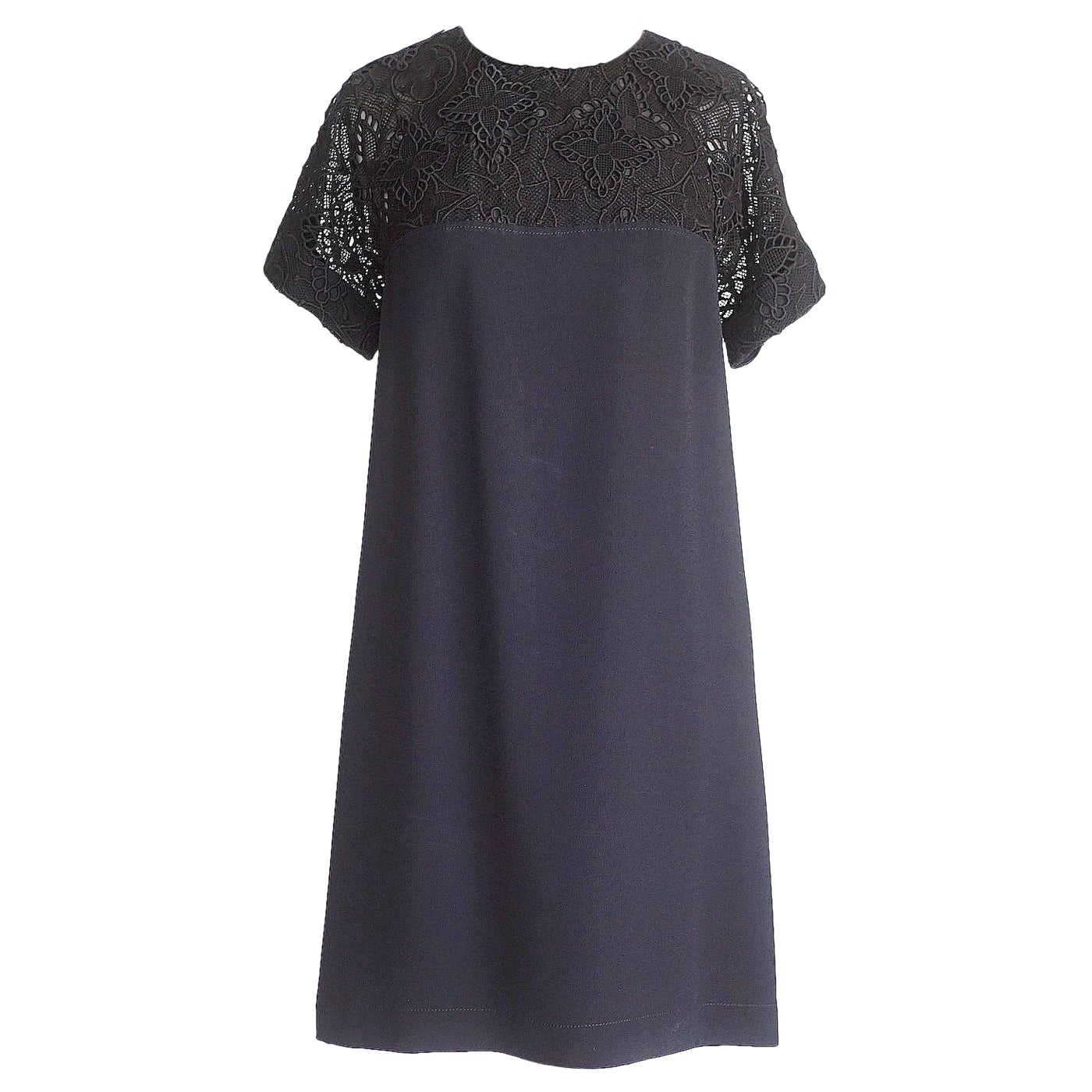 Schwarzes Louis Vuitton Kleid mit Monogramm und Spitzendetails  36 / 4 Neu im Angebot