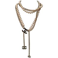 2006 Chanel Faux Pearls Gold tone Necklace