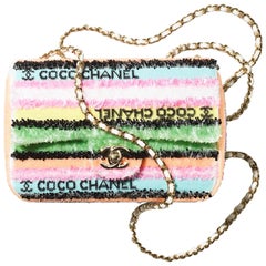 CHANEL MINI FLAP BAG Pailletten & goldfarbenes Metall Multicolor - RAINBOW