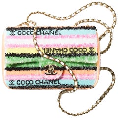 CHANEL MINI FLAP BAG Sequins & Gold-Tone Metal Multicolour - RAINBOW 