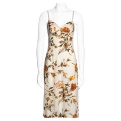 Used Dolce & Gabbana cream floral silk slip dress and wrap cardigan set, ss 1997