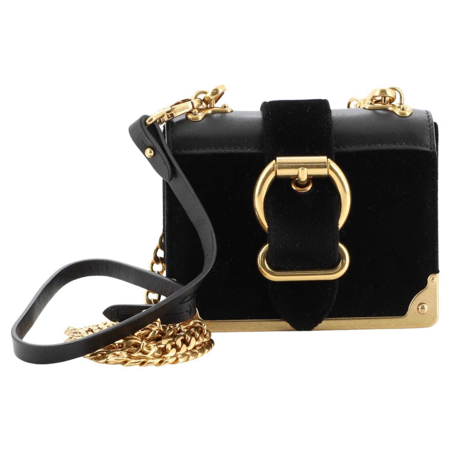 Prada Cahier Chain Crossbody Bag Velvet and City Calf Micro at 1stDibs