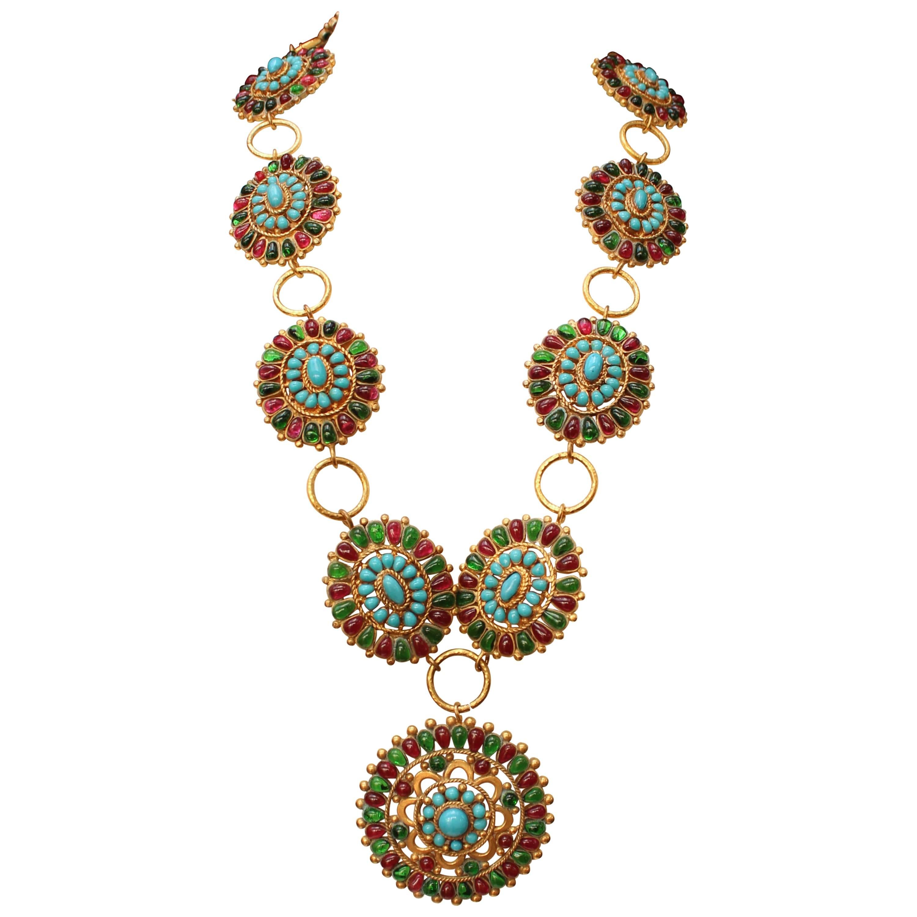 1993 Exceptional Chanel by Gripoix Byzantine Statement Necklace For Sale