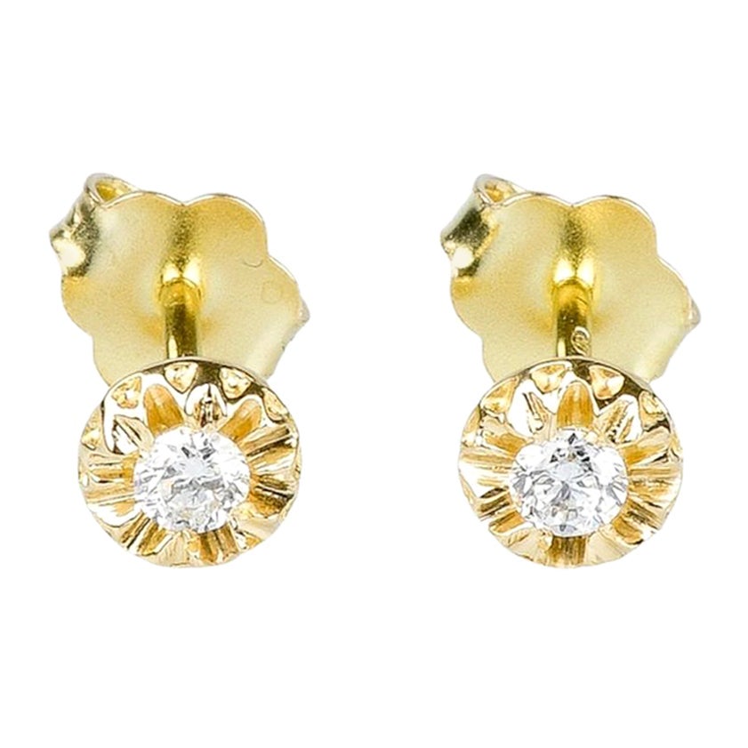 EVA certified Arielle 0.10 carat round brillant synthetic diamonds gold earrings For Sale