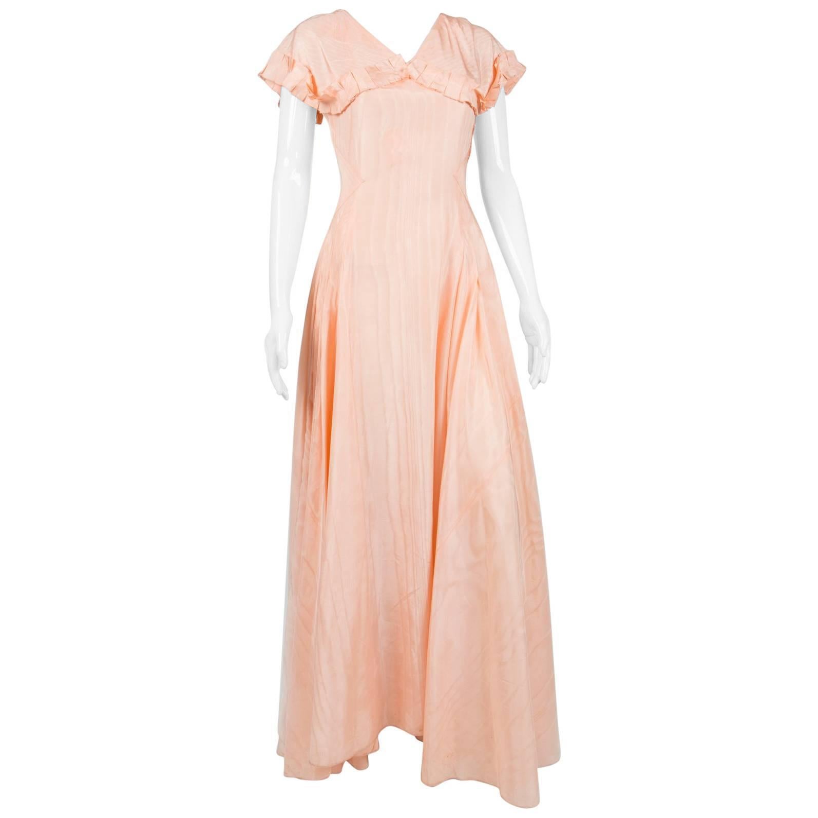 Rare 1940s Taffetas Silk Dress For Sale