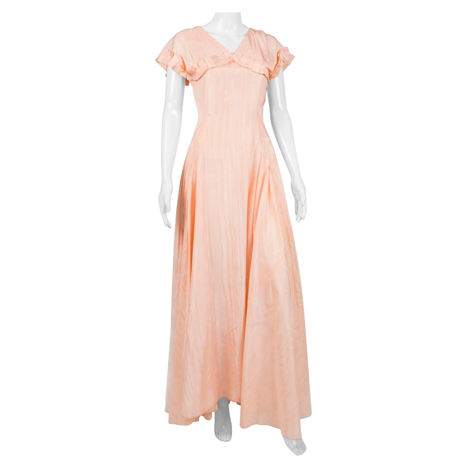 Rare robe en soie en taffetas des années 1940