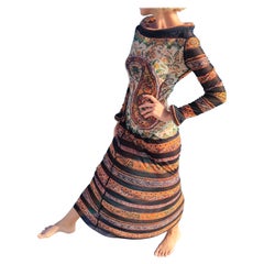 Jean Paul Gaultier Tube Cuff Kragen Paisley Couture Kleid Mesh 1999 FW Kleid 