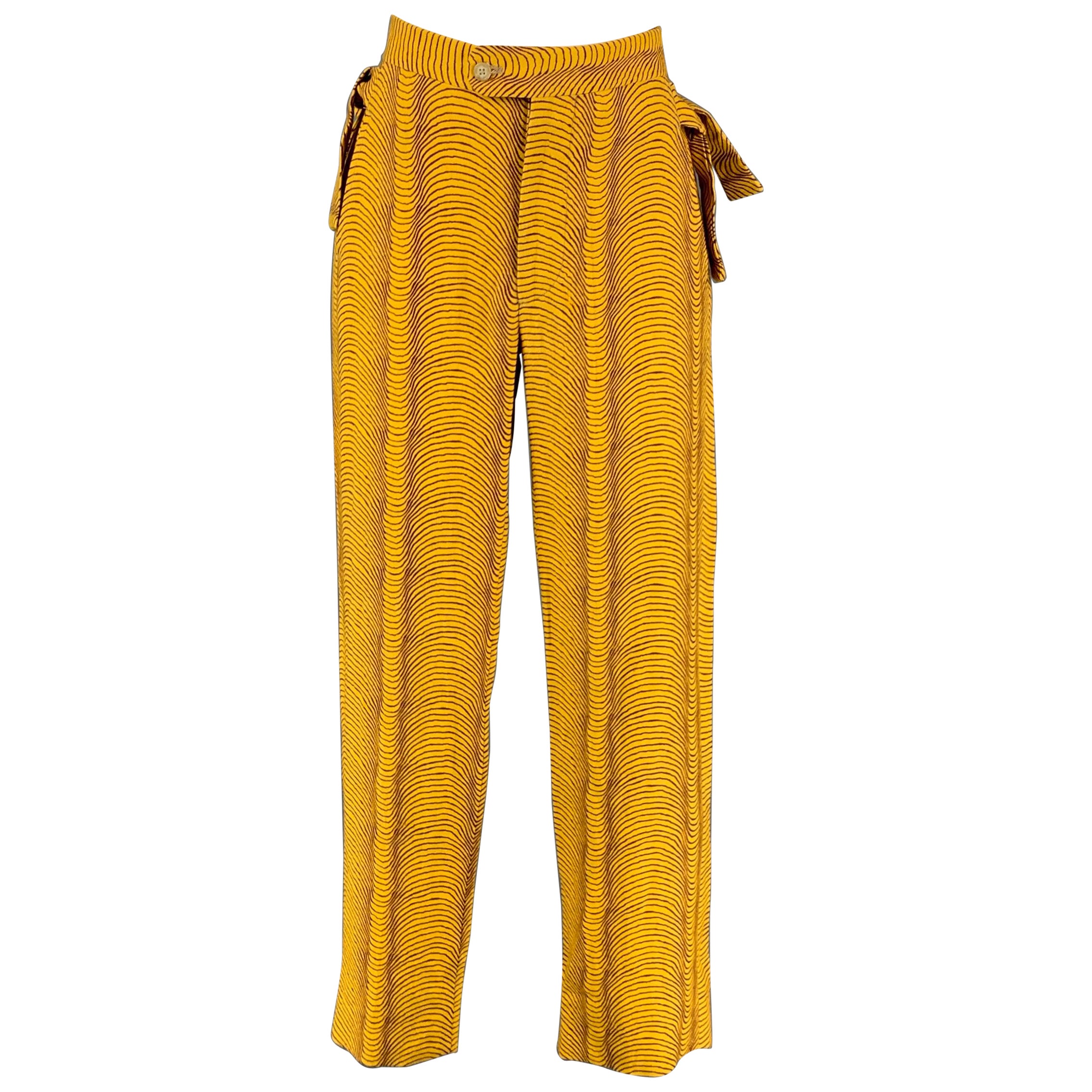 BODE Size 28 Yellow Brown Cotton Psychedelic Wave Trouser Pants at 1stDibs