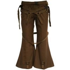 Junya Watanabe khaki green bondage cropped flares, SS 2003 5