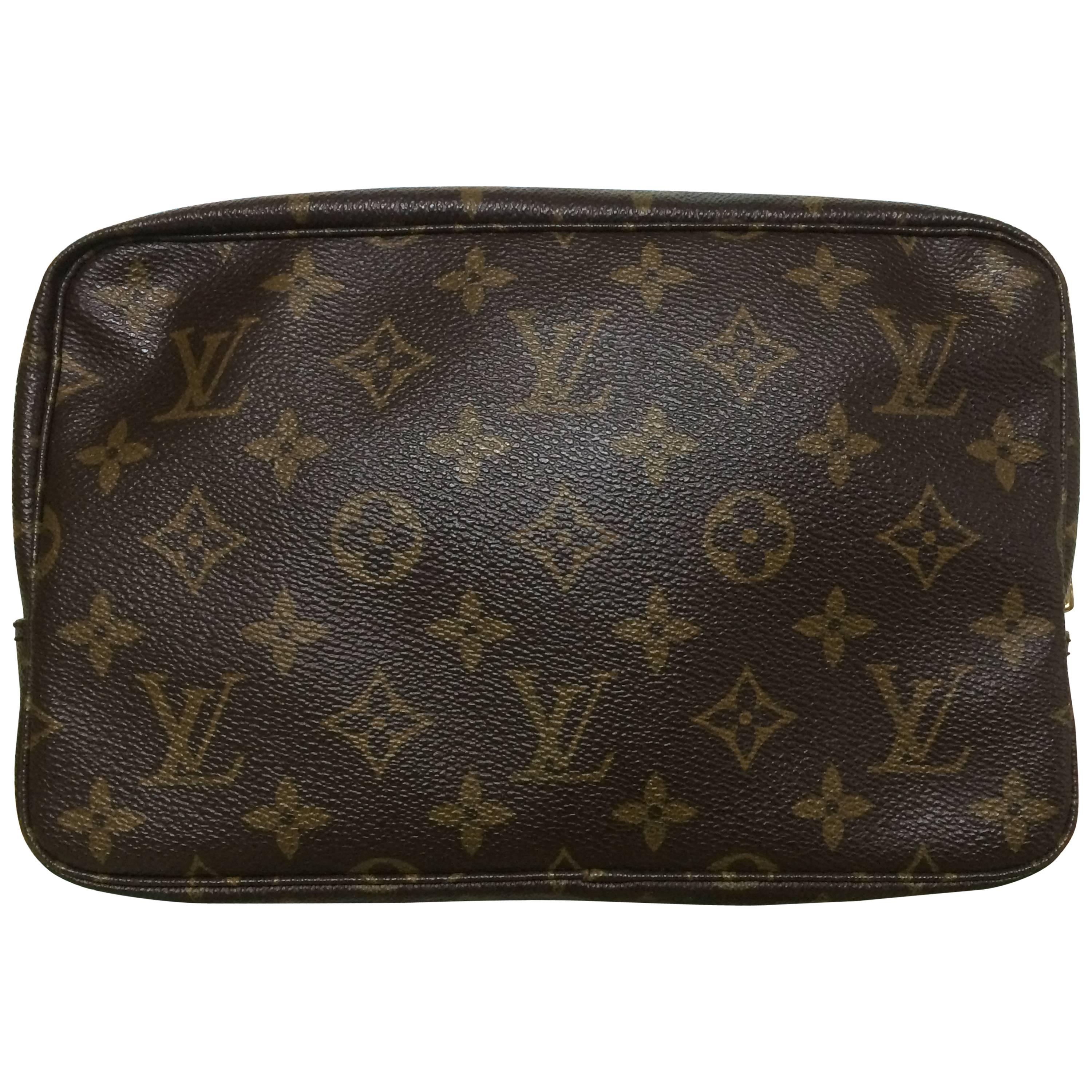 80's Vintage Louis Vuitton classic monogram cosmetic and toilet pouch bag Unisex
