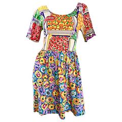 1990s Jams World ' Fruit & Vegetable Stand ' Floral Vintage Babydoll 90s Dress