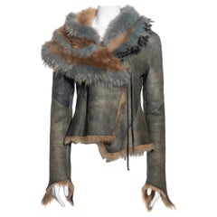 Roberto Cavalli teal and camel shearling jacket, fw 2001