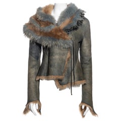 Roberto Cavalli Jacke aus tealfarbenem und kamelfarbenem Shearling, fw 2001