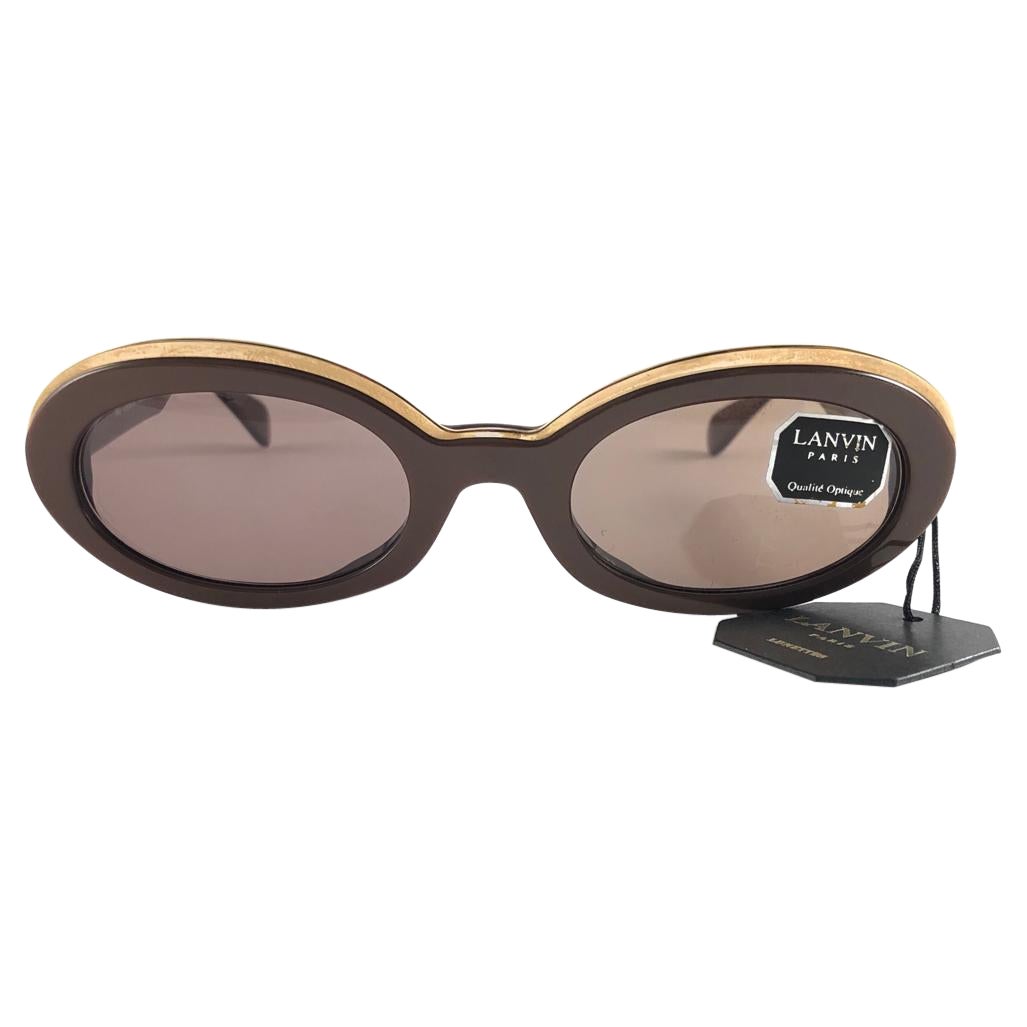 New Rare Vintage Lanvin  Candie  Mocca and Gold Mask 1980 Sunglasses For  Sale at 1stDibs