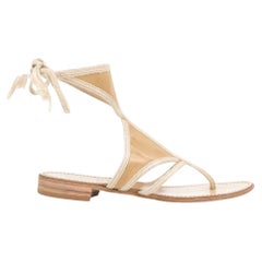 2000s Prada beige rope and satin flat sandals